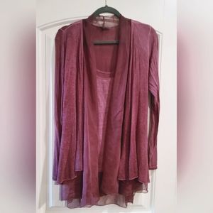 Burgundy open shear cardigan